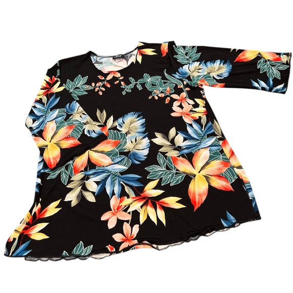 JOSTAR Women's Stretchy Tunic Top Quarter Sleeve Print Size XL Floral Print - Picture 3 of 13